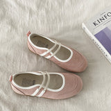 Version Of The Color Double Bouquet Single Shoe 2025 Autumn New Retro Round Head Mary Jane Shoes Flat Bottom Shallow Casual
