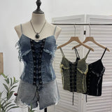 Shooting Cowboy Draw Rope Tie With Chest Vest Hair Side To Make Old Short Body Sleeveless Top Woman