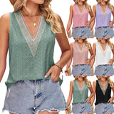 Zingj 2023 Solid Color Loose V-Neck T-Shirt Over Sleeveless Top Vest-Outfit