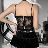 Dark Wind Halloween New Lace Mesh Halter Top Personality Cross Vest