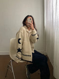 Aesthetic Moon Star Print Zip Up CardiganOutfit