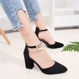 Sandals Women's Spring And Summer 2025 New Women's Shoes Coarse Shoes Korean Version Of The Sharp Head Of The Lady Pearl