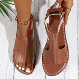 New Soft-Soled Casual Beach Sandals Women's Hollow Solid-Colored Toe Flat-Bottomed Women's