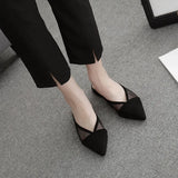 Half Slippers Women's Mesh Hollow-out All-match Fitting Shoes Suede Pointed Toe Lazy Flat Slippers