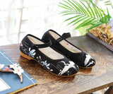 Zingj Cloth Shoes Women's Shoes Embroidered Shoes Low Heel One-Word Button Summer Women's Singles
