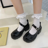 Red British Small Leather Shoes Women Thick-Soled Mary Treasure Shoes Buckle High Heel Single Shoes Lolita Students JK Uniform