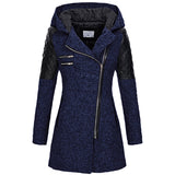 Explosion Of Women's Autumn And Winter Long Hooded Loose Zip-Chain