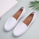 Soft Leather Bean Shoes Women's Middle-Aged And Elderly Women's Shoes Flat Heel Soft-Soled Mother Shoes Spring And Autumn Comfortable Leisure Single Shoes Soft Leather