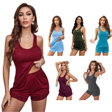 Zingj Home Suit Summer Sling Tank Top Shorts Pajamas