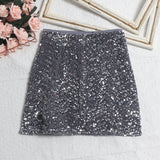 Lewd Skirt High Waist Thin Anti-Light Bag A Word Flashy Bundi Skirt