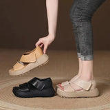New Roman Sandals 2025 Retro Platform Increased And Light Open Toe Side Empty Velcro Fashion Casual