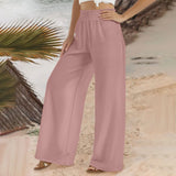 Beautiful Elastic Trousers Linen Casual