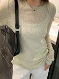 Solid Color Thin Long Sleeve Knit-Outfit