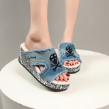 Summer With High-Heelage Slippers Women's Slopes And Thick-Bottom Cloth Beach Cold