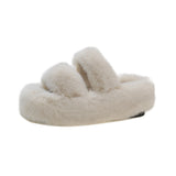 Tide Slew Soft 7Cm External Wear Hairy Slippers Women Flat-Bottom One-Word Drag Autumn New