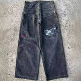 High Street Jeans Y2K Hip Hop Printed Cartoon Retro Loose Men