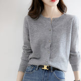 Zingj Autumn Long-Sleeved Sweater Pure Color Simple Temperament Cardigan On The Clothes With Women's Sweater Small Coat-Outfit