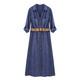 Explosion Woman With Belt Linen-Blend Shirt