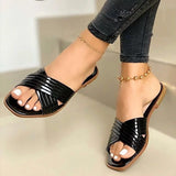 Flat-Bottomed Cross-Slip Slippers Women Flat And Patent-Skin Beach Cool Slippers Women