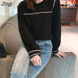 Women OL Elegant Stylish Ladies Top Chic Sweet Lantern Sleeve Solid O-neck Korean Spring Autumn 2023 Ulzzang New