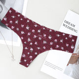Fabric!Dermeal Lace Comfortable Breathable Thin And Scarless Lady T-Shirt Trousers Heart-Shaped Rose Cherry Print
