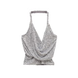 Women's Clothing INS Net Red Explosive Pure-Want Hot Babes Lint Hanging Neck Slings Vest