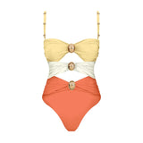 2025 New Sling With Breast-Plated Hollow Swimsuit Women's Half-Body Dress Two-Piece