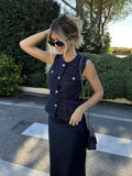Women's Clothing 2025 Spring/Summer Button Collar Sleeveless Vest Topess Female