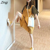 Women Solid Wide-leg Loose Suspender Trousers High Waist Female Chic Popular Simple All-match Daily Korean Streetwear