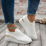 Women's Shoes In The Spring And Summer Of 2025 New Flying Mesh Shoes Children Leisure Sports Slopes And Thick-Soled Single