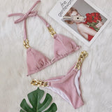 Zingj New Bikini, Gold Diamond Chain Split Swimsuit, Sexy Special Fabric Women's