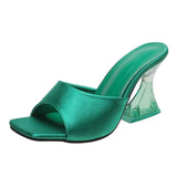Summer New Transparent High-Heeled Shoes Net Red Design Square Head Sandals Fashion Korean Version Of The Temperament Cool