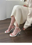 With Sandals Women 2025 New Summer Thin Heel White Dress Without Tired Pop High
