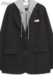 Autumn Winter Women's Coat Patchwork Japaneses Korea Design Elegant Casual Outerwear Y2k Harajuku Oversize Female