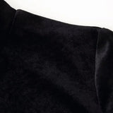 French Velvet Splicing Temperament To Close The Waist Thin Hepburn Wind Small Black Dress