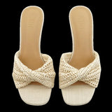 Slope And Retro Weaving High Heel Cool Drag Woman 2025 Summer New Dew Wearing Sandals Outside The Holiday