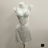 Pajamas 2025 Women's New High-End Printed Bows Small Breast With Chest Cushion Ice Ribbon Sling
