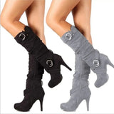 Size Code 414243 Yards Fine And High-Heeled Long Boots Women Autumn And Winter New Belt Buckle High Barrel Fashion
