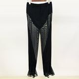 New Star Fashion Perspective Mesh Splicing Suit Personality Mesh Splicing