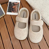 Zingj Fragrant Wind French Shallow Flat Mary Jane Single Shoes Female 2024 New Autumn And Winter Plus Velvet Retro Soft