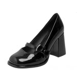Zingj French Retro Pink Thick Heels Mary Jane Shoes 2023 New Bow Black Budle Single Shoe