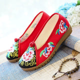 Zingj Shoes Ox Tendon Bottom Big Head Shoes Mother Grandma Shoes A Foot Pedal Cloth Shoe Women's Single Shoes Embroidered