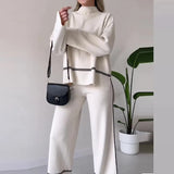 Zingj 2023 New Solid Color Casual Top Loose And Comfortable Design Sense Micro La Trousers Suit Women-Outfit
