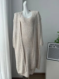 Autumn And Winter Hot Sweater Set Women Loose Long Version Thicker Cardigan + V Collar Vest