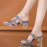 Fashion Water Drill Rough And Slippers Women's Summer High And Cool Drag 42 Yards New Diamond Set Hollow High And Cool