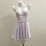 Pajamas Women 2025 New Summer Pure-Sensive High-End Feel Breast Pad Ladies Lace Ice Ribbon Sling