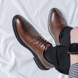 Zingj Shoes Men Korean Edition Fashion Business Dress British Suit Wedding Black Casual Shoes