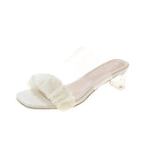 New Korean Version Of The Fairy Wind Transparent And Thick With A Word Of Head Folded Cold Slippers Xia Gao And Slippers