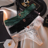 Empty Trousers V Flash Diamond Buckle Lace Side Trousers Without Trace Ice Splicing Lace Lady
