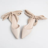 spring and summer new Korean version of Baotou pointed flat strap bow women's